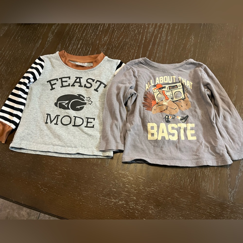 Toddler boys Thanksgiving turkey shirt set